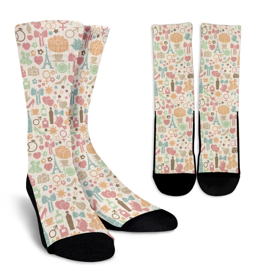 Wedding Print Pattern Unisex Crew Socks-grizzshop