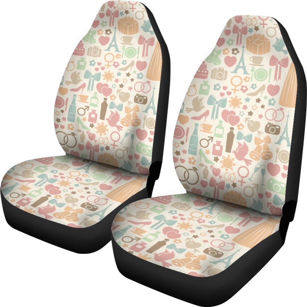 Wedding Print Pattern Universal Fit Car Seat Covers-grizzshop