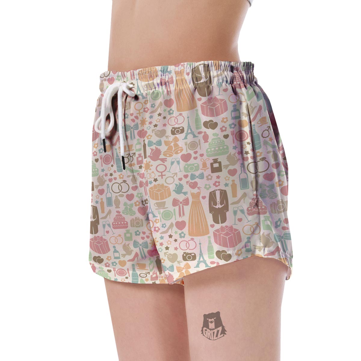 Wedding Print Pattern Women's Shorts-grizzshop