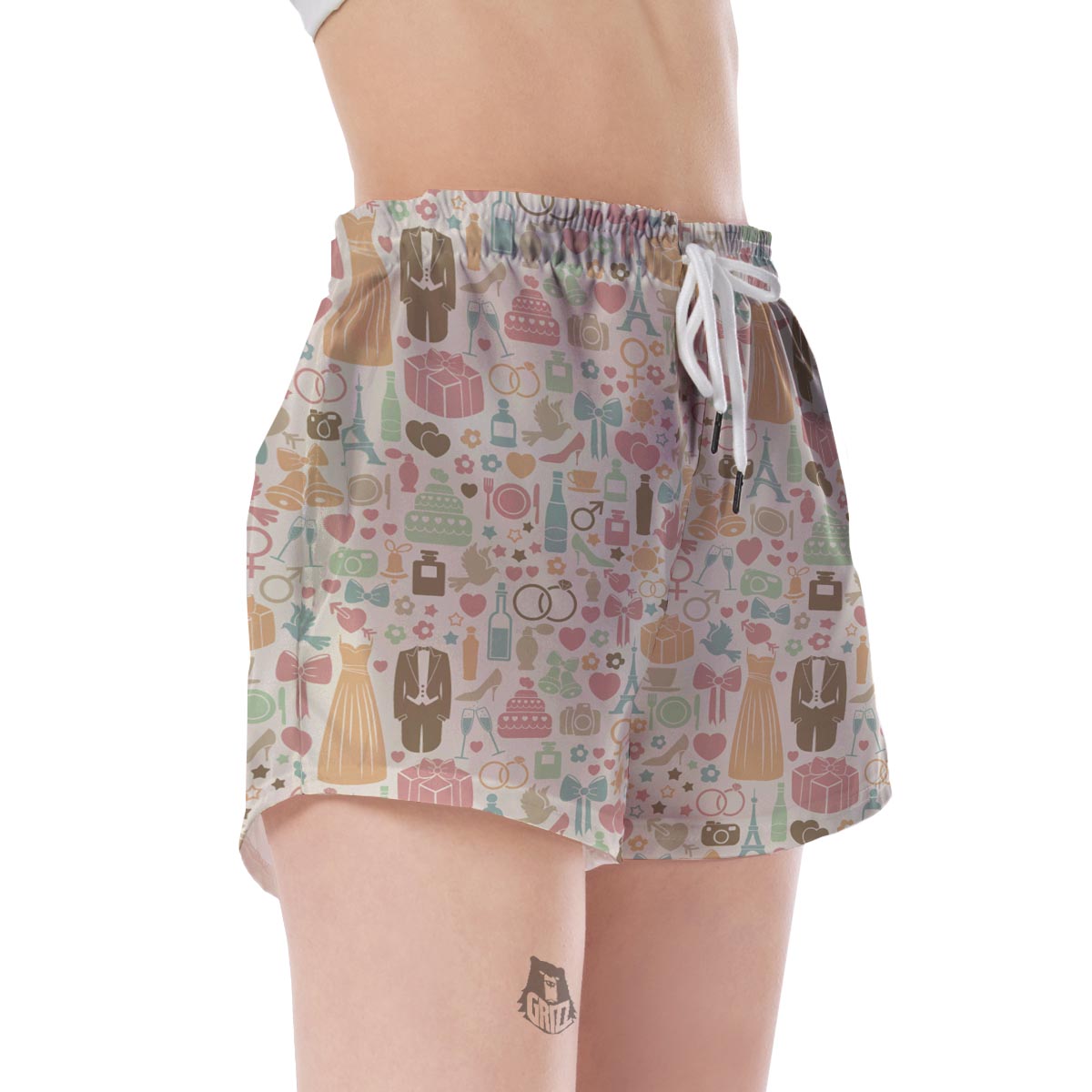 Wedding Print Pattern Women's Shorts-grizzshop
