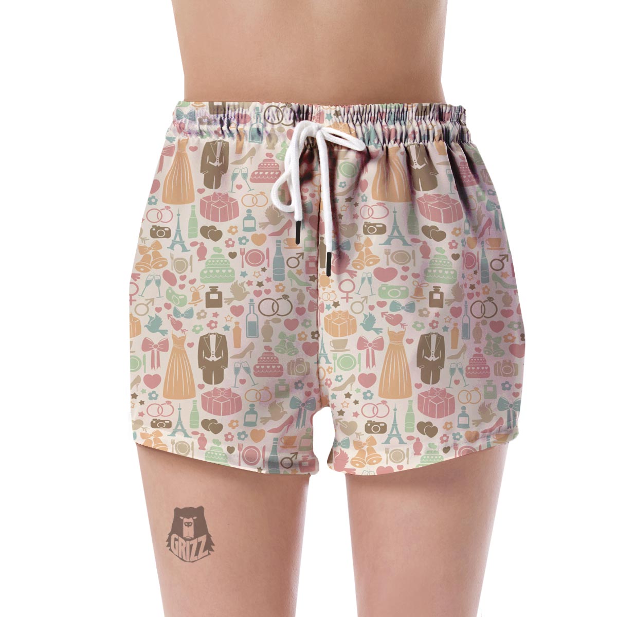 Wedding Print Pattern Women's Shorts-grizzshop