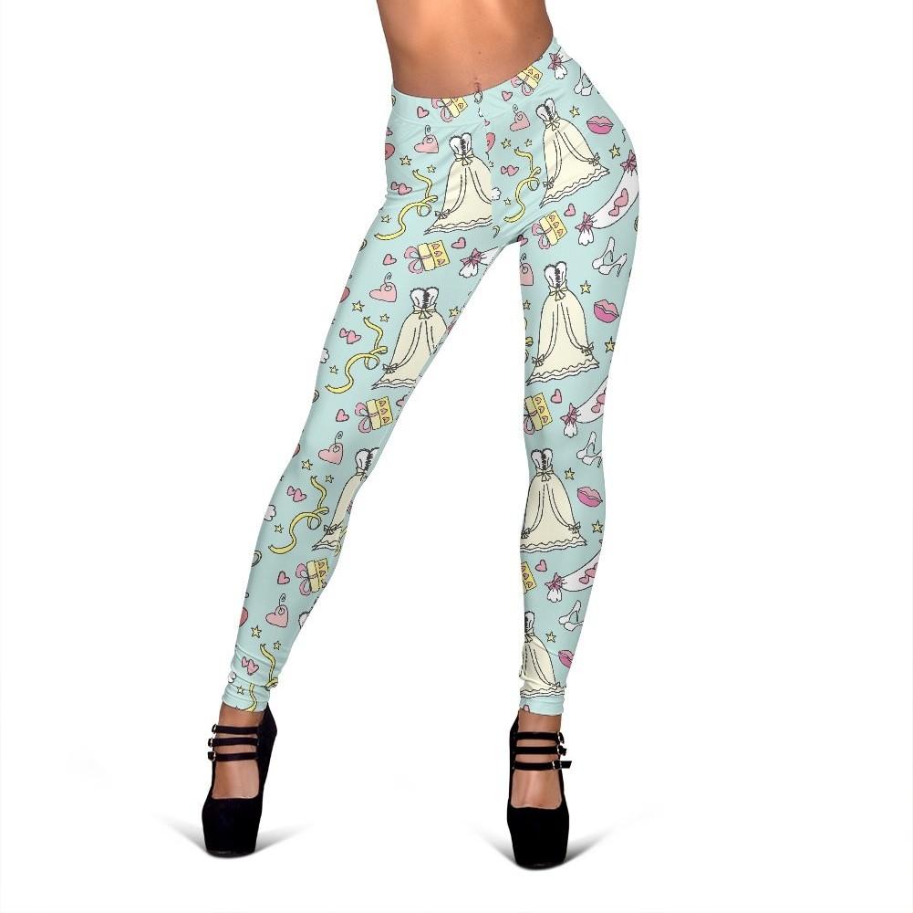 Wedding Pastel Pattern Print Women Leggings-grizzshop