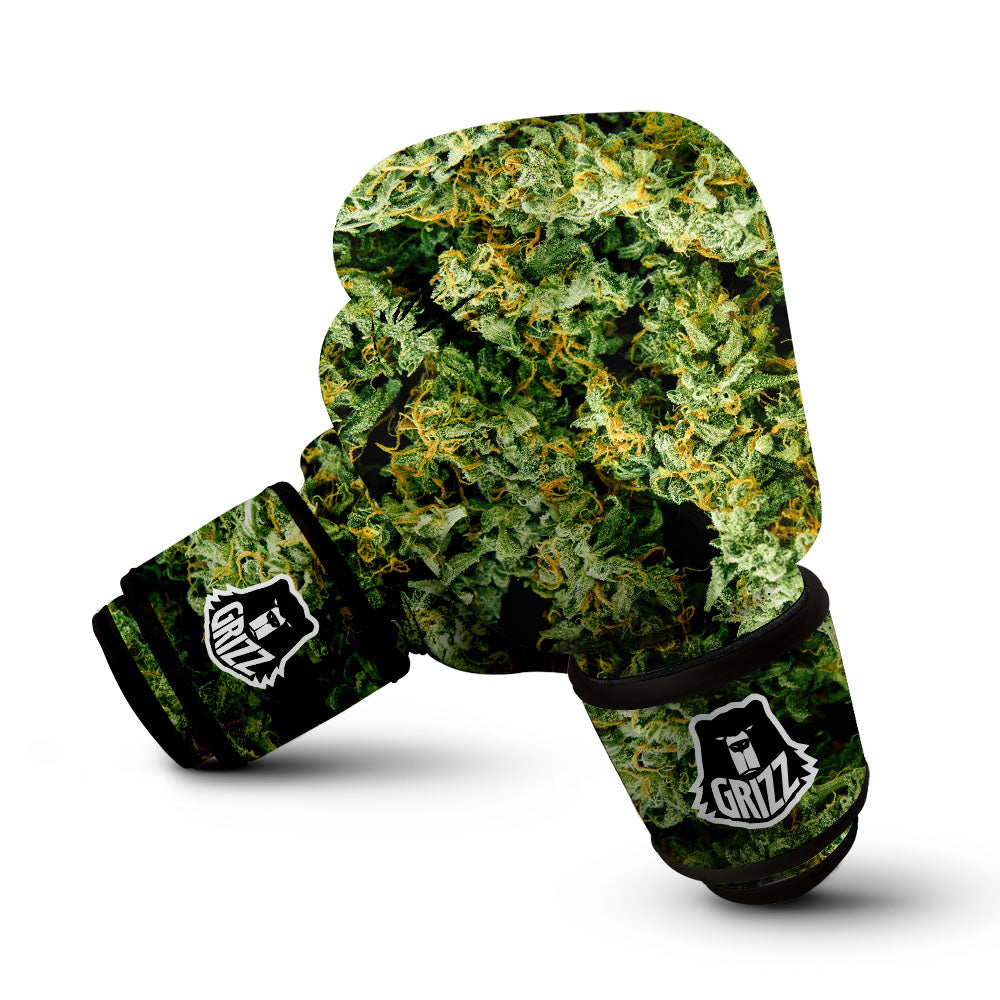 Weed Green Print Boxing Gloves-grizzshop