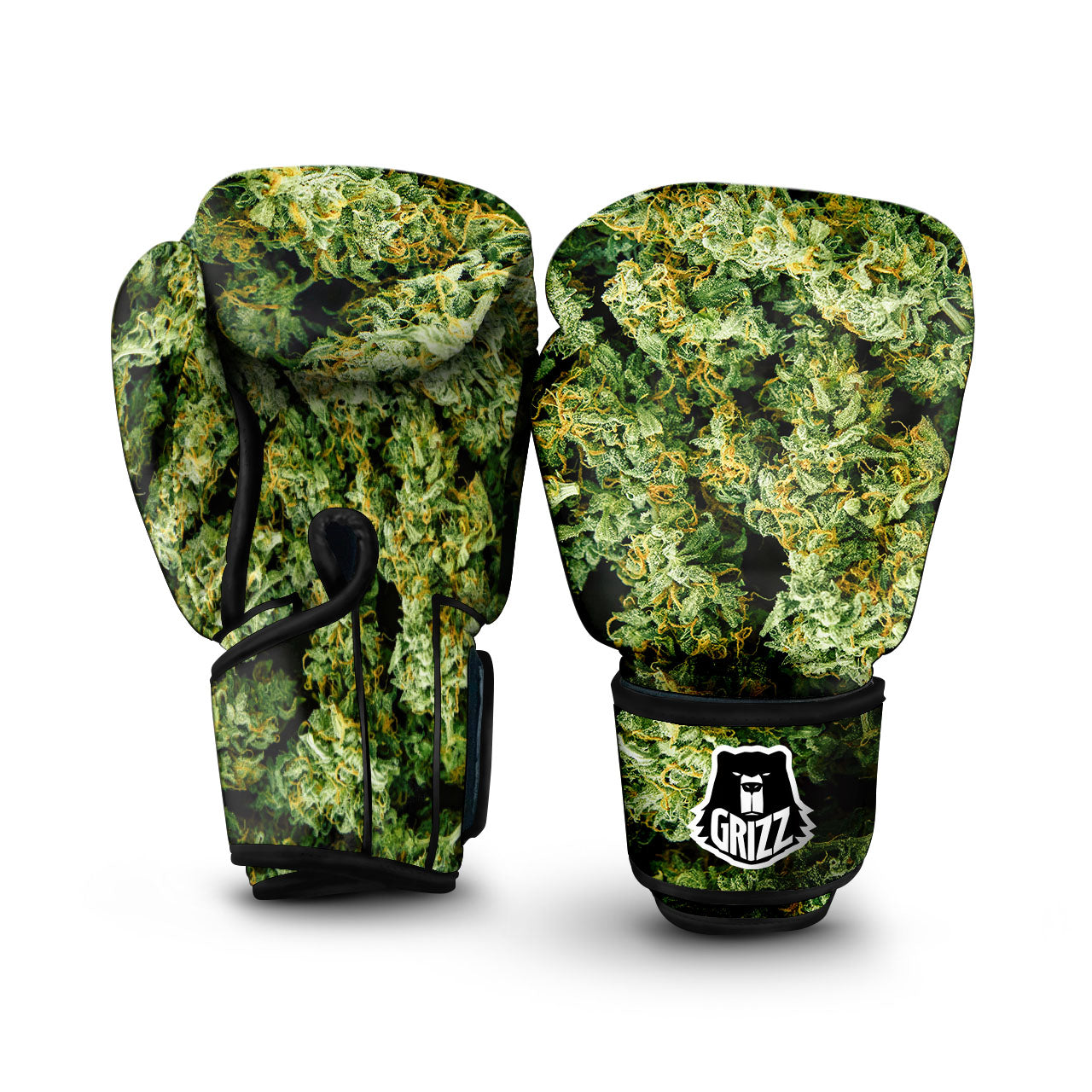 Weed Green Print Boxing Gloves-grizzshop