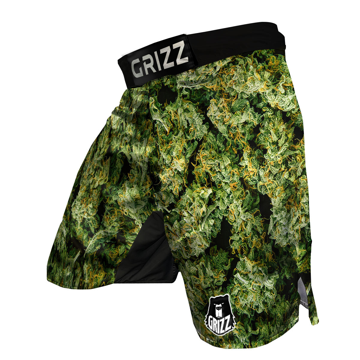 Weed Green Print MMA Shorts-grizzshop