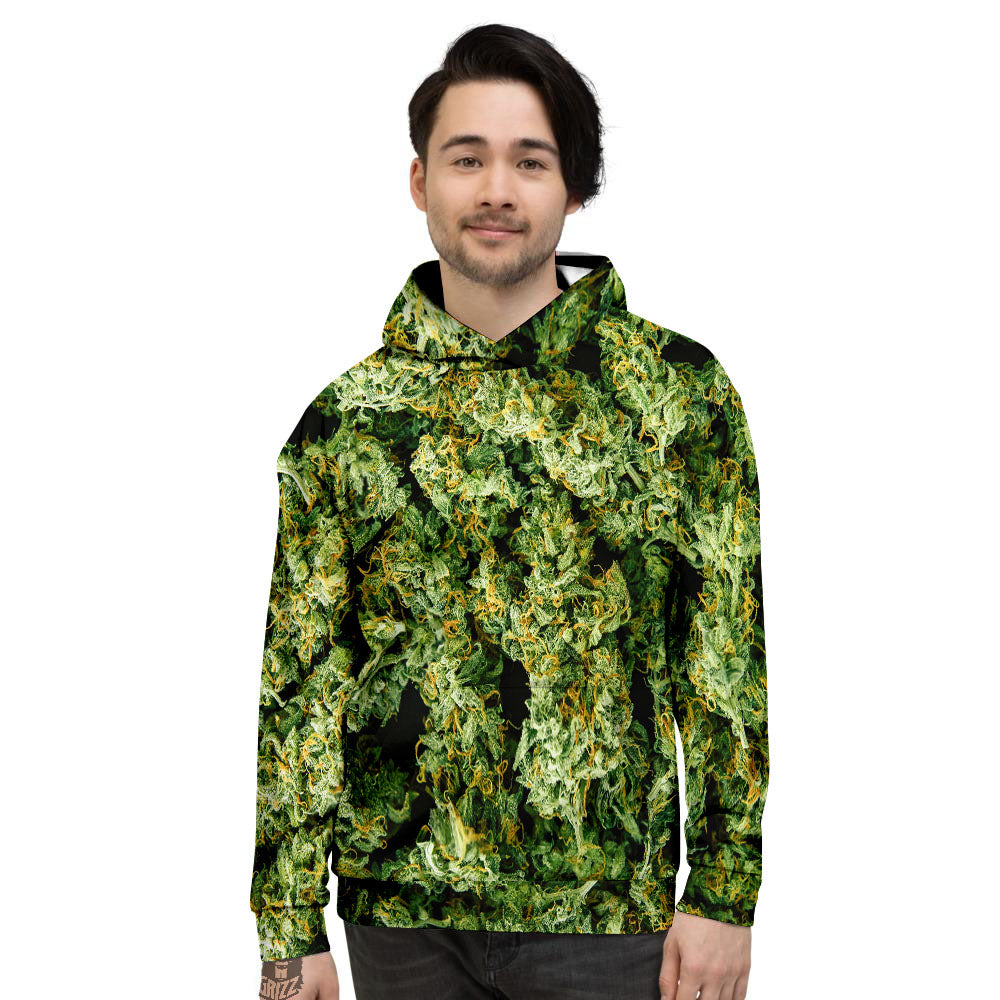 Weed Green Print Men's Hoodie-grizzshop