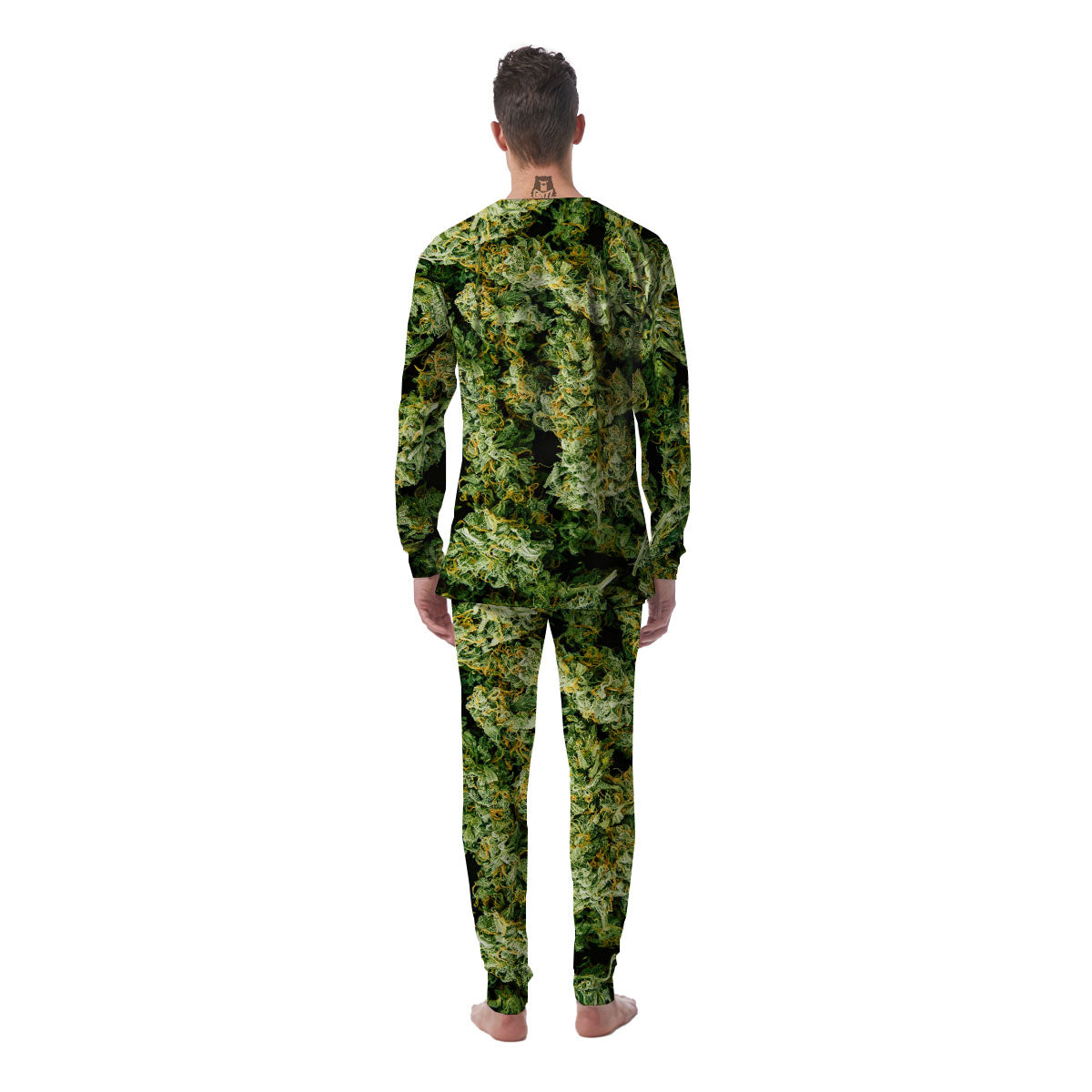 Weed Green Print Men's Pajamas-grizzshop