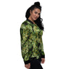 Weed Green Print Women's Bomber Jacket-grizzshop