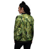 Weed Green Print Women's Bomber Jacket-grizzshop