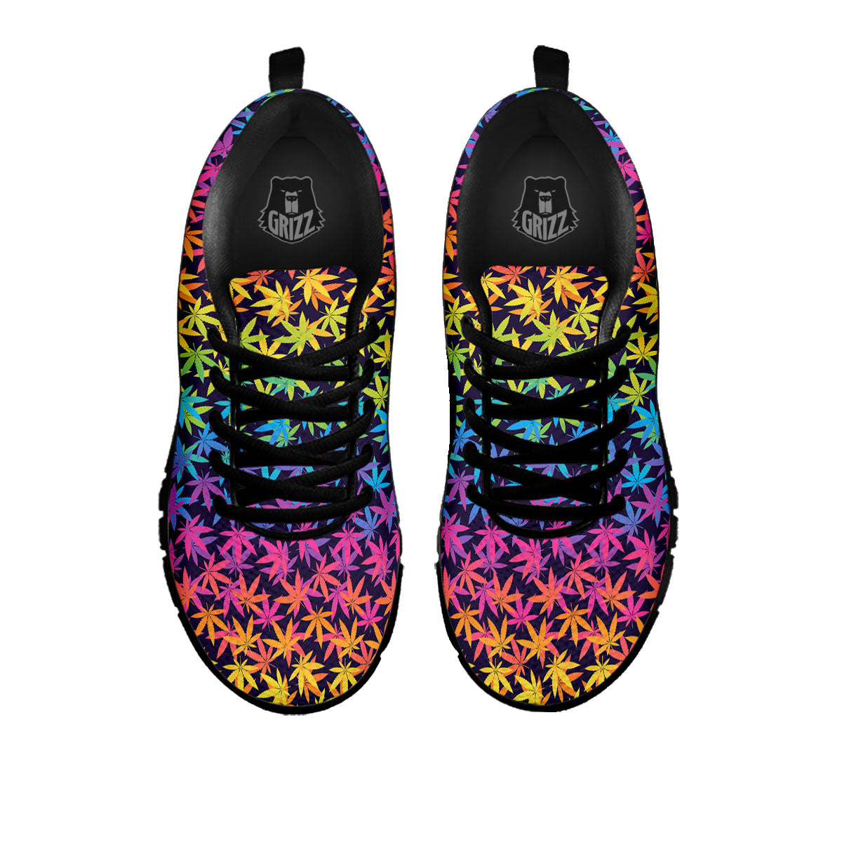 Weed Leaf Colorful Print Pattern Black Sneaker-grizzshop