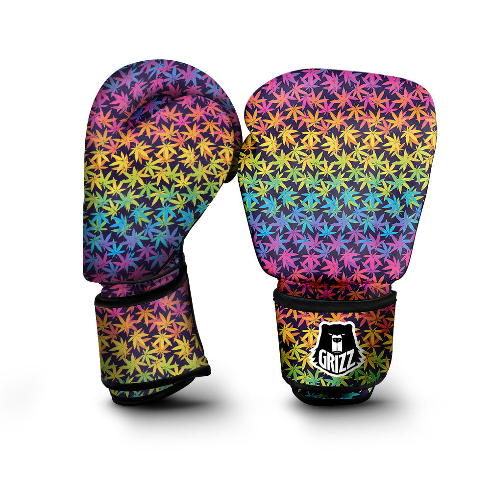Weed Leaf Colorful Print Pattern Boxing Gloves-grizzshop