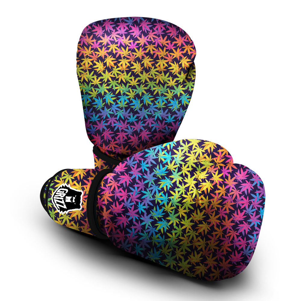 Weed Leaf Colorful Print Pattern Boxing Gloves-grizzshop
