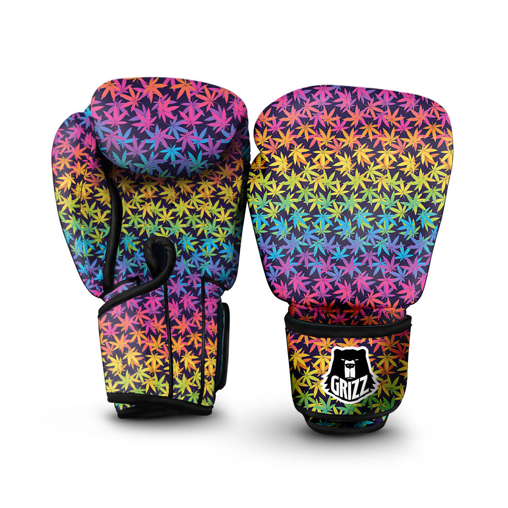 Weed Leaf Colorful Print Pattern Boxing Gloves-grizzshop