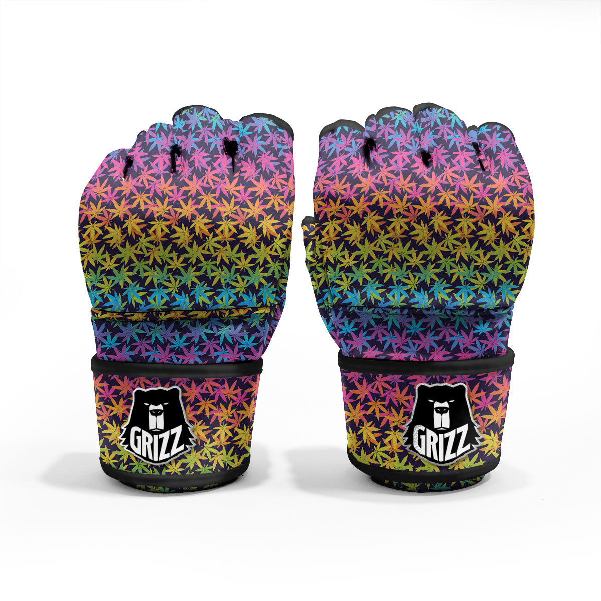 Weed Leaf Colorful Print Pattern MMA Gloves-grizzshop