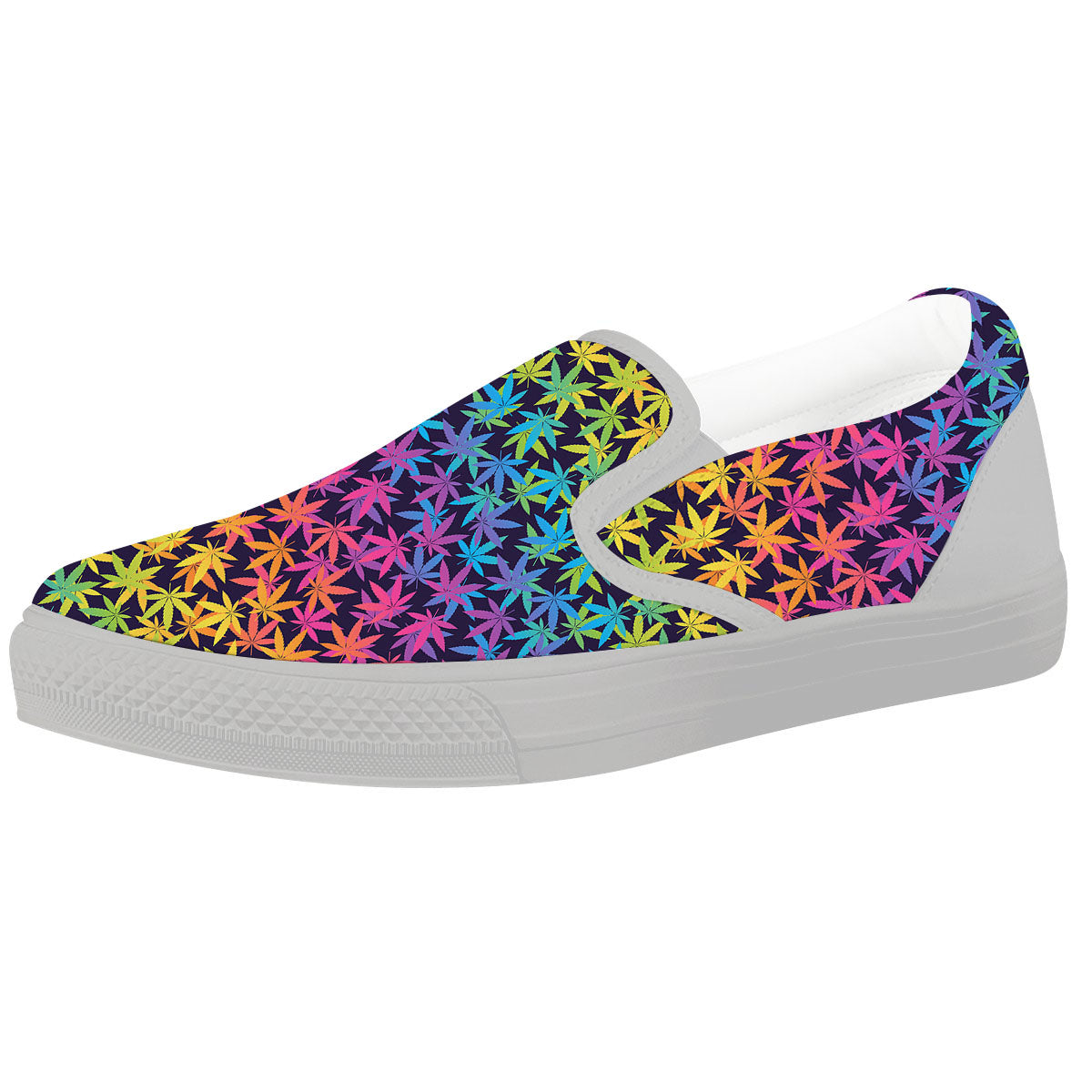Weed Leaf Colorful Print Pattern White Slip On Shoes-grizzshop
