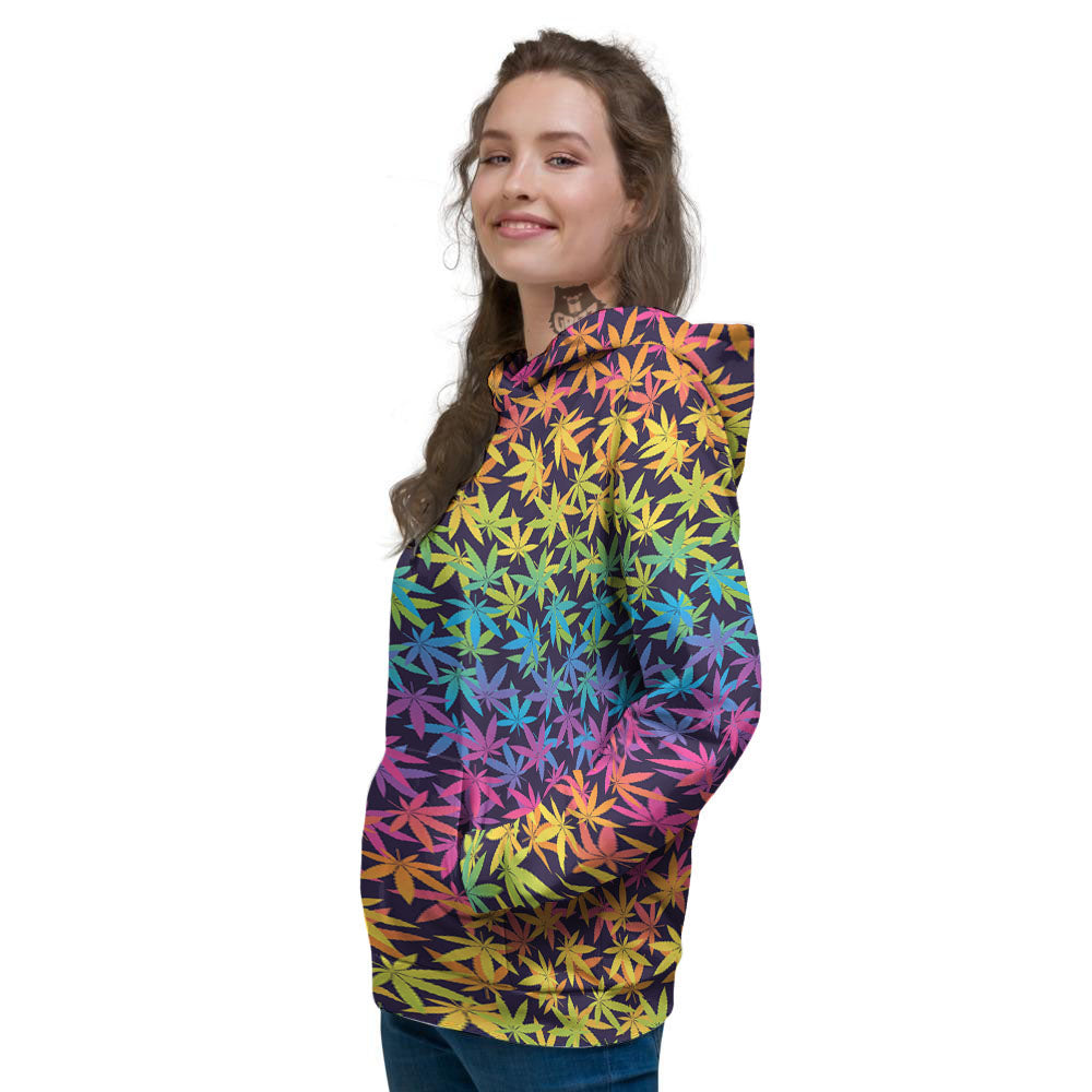 Weed Leaf Colorful Print Pattern Women's Hoodie-grizzshop