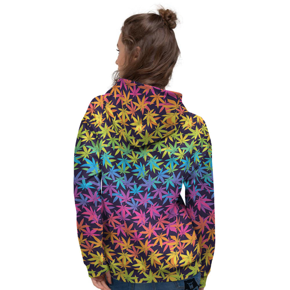 Weed Leaf Colorful Print Pattern Women's Hoodie-grizzshop