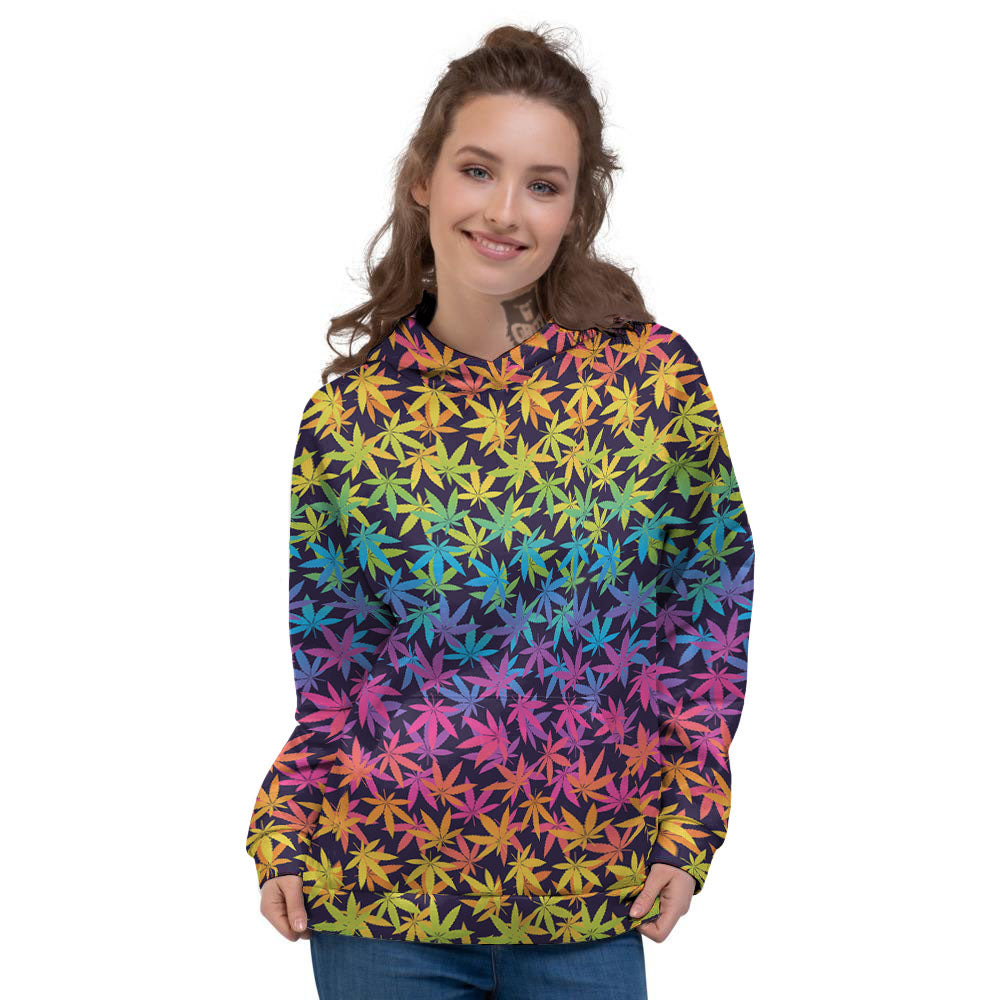 Weed Leaf Colorful Print Pattern Women's Hoodie-grizzshop