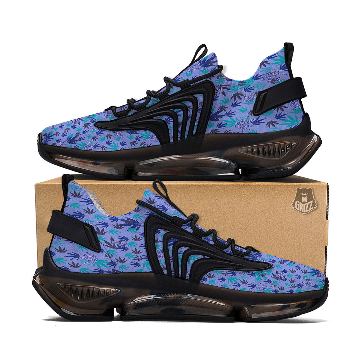 Weed Leaf Purple Print Pattern Black Gym Shoes-grizzshop