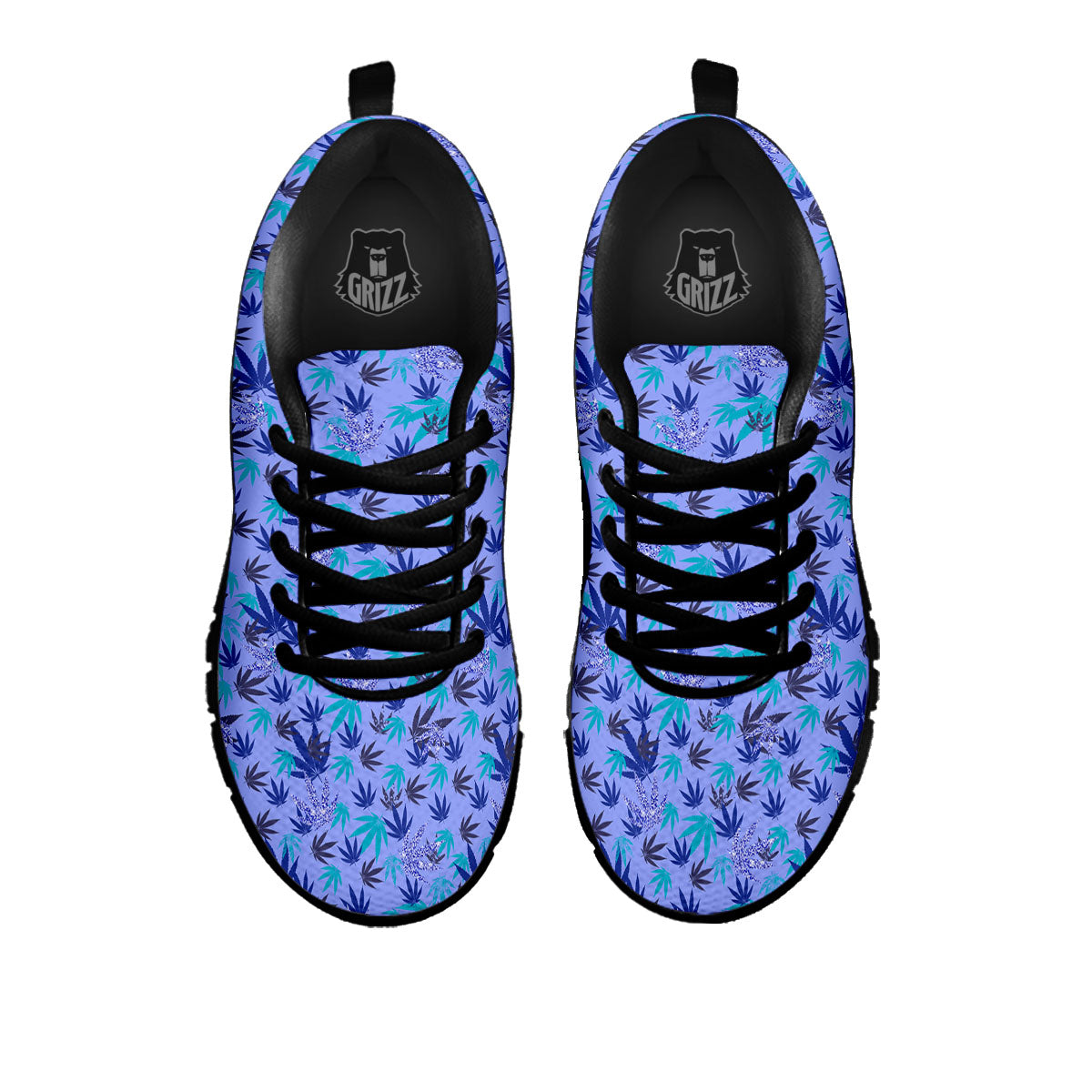 Weed Leaf Purple Print Pattern Black Sneaker-grizzshop