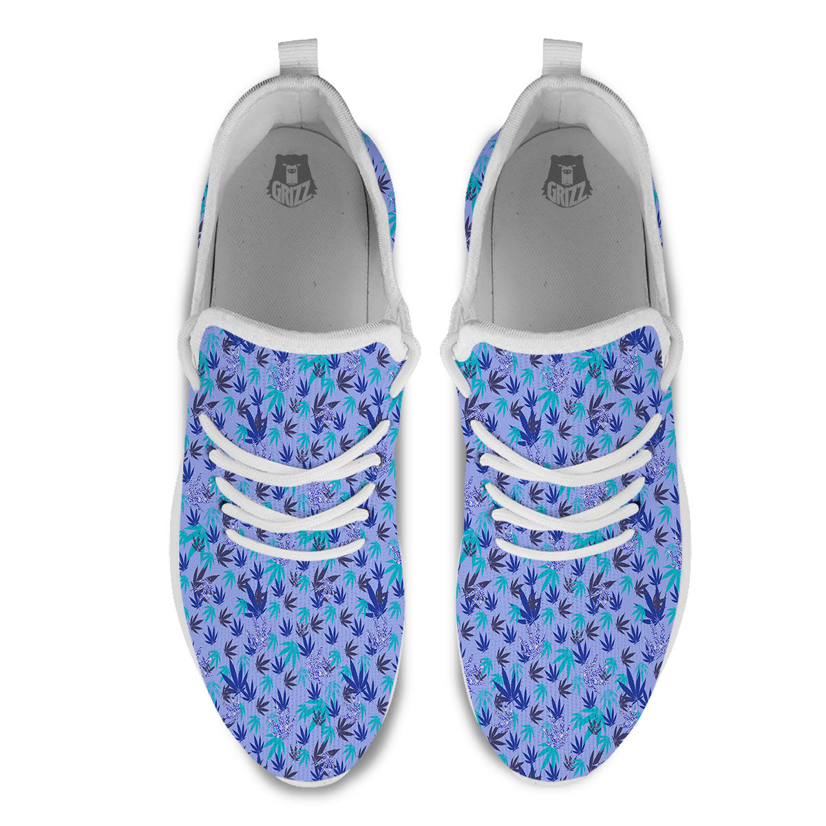 Weed Leaf Purple Print Pattern White Athletic Shoes-grizzshop