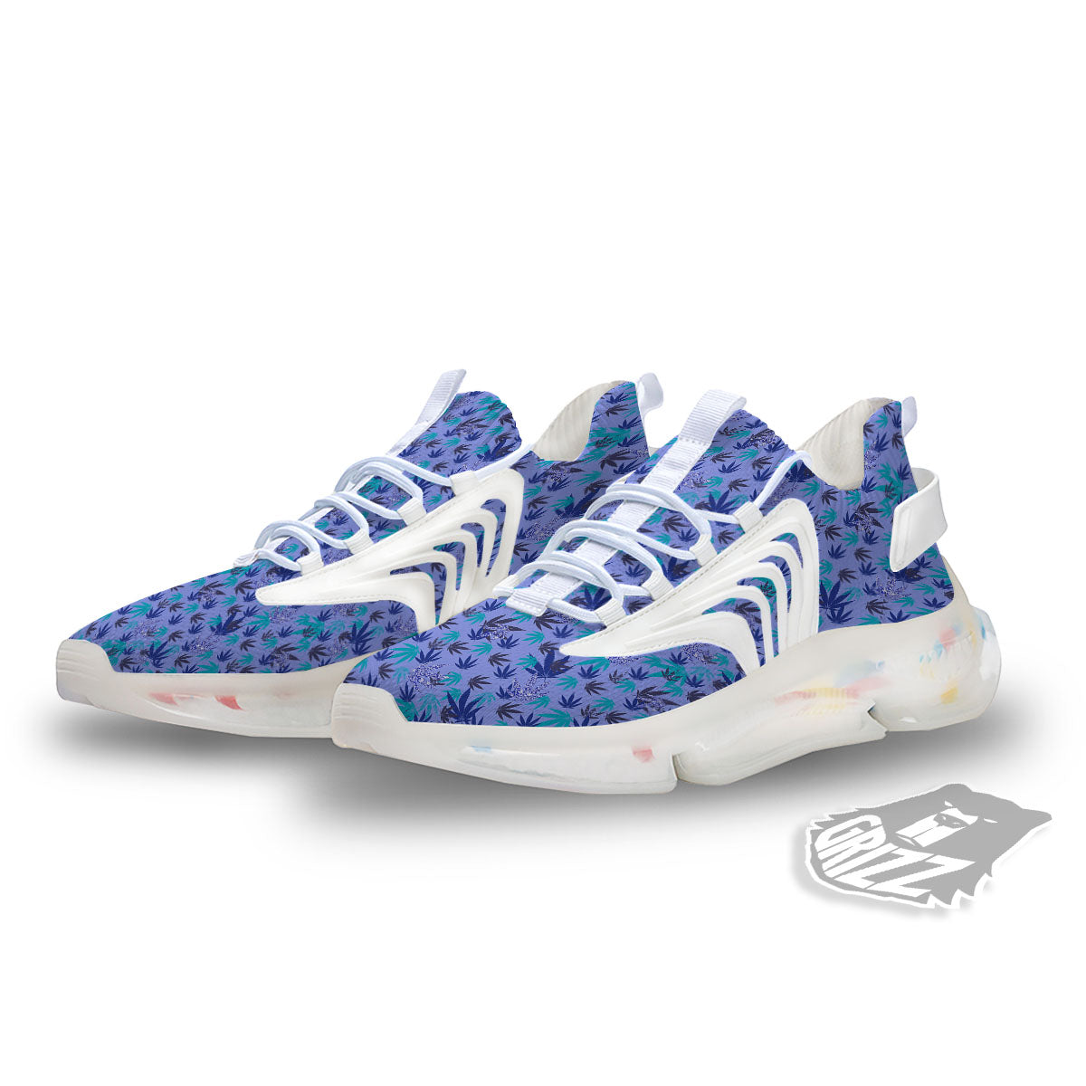 Weed Leaf Purple Print Pattern White Gym Shoes-grizzshop