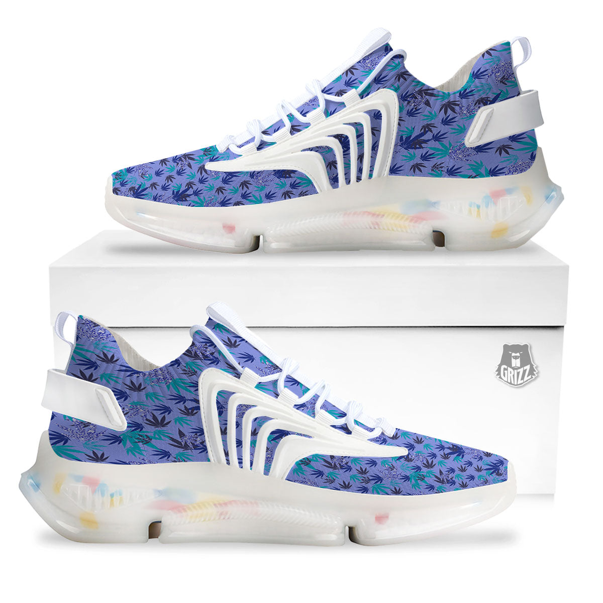 Weed Leaf Purple Print Pattern White Gym Shoes-grizzshop