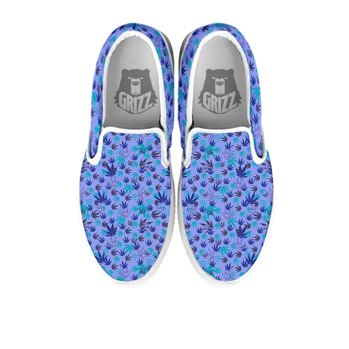 Weed Leaf Purple Print Pattern White Slip On Shoes-grizzshop