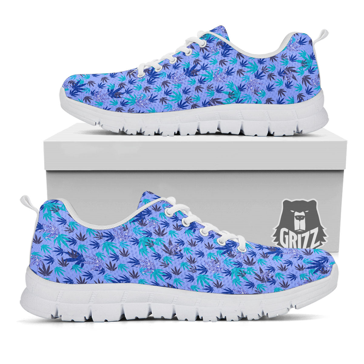 Weed Leaf Purple Print Pattern White Sneaker-grizzshop