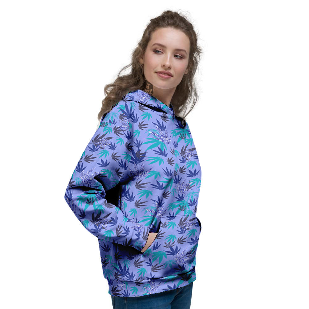 Weed Leaf Purple Print Pattern Women's Hoodie-grizzshop