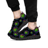 Weed Leaf Trippy Print Pattern Black Sneaker-grizzshop