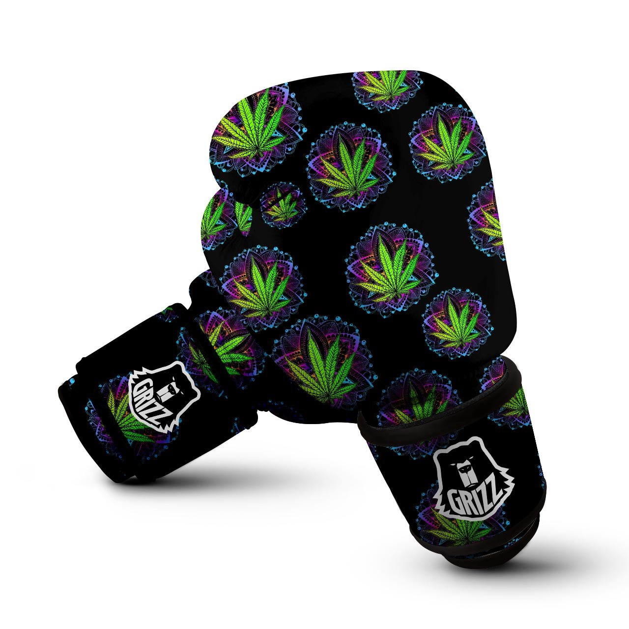 Weed Leaf Trippy Print Pattern Boxing Gloves-grizzshop