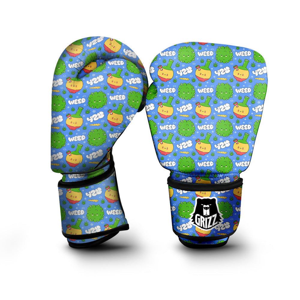 Weed Marijuana Cartoon Print Pattern Boxing Gloves-grizzshop