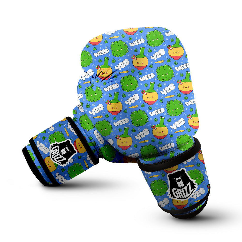 Weed Marijuana Cartoon Print Pattern Boxing Gloves-grizzshop