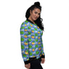 Weed Marijuana Cartoon Print Pattern Women's Bomber Jacket-grizzshop