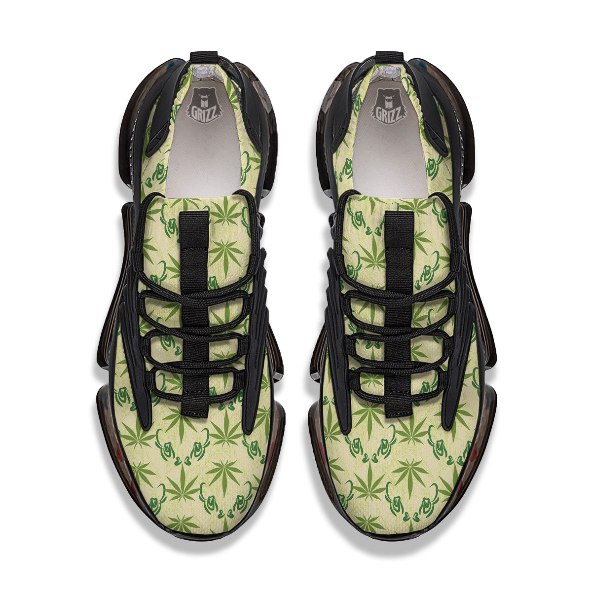 Weed Zigzag Print Pattern Black Gym Shoes-grizzshop