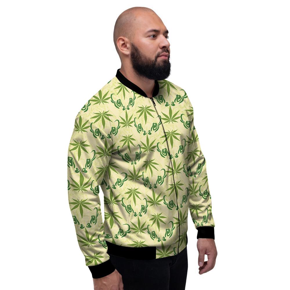 Weed Zigzag Print Pattern Men's Bomber Jacket-grizzshop