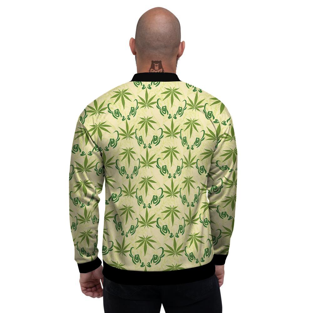 Weed Zigzag Print Pattern Men's Bomber Jacket-grizzshop