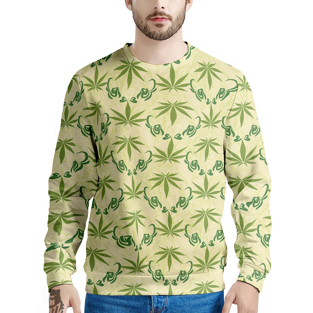 Weed Zigzag Print Pattern Men's Sweatshirt-grizzshop