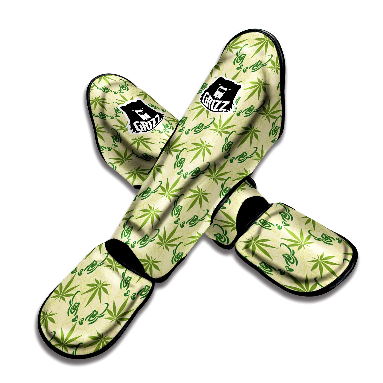 Weed Zigzag Print Pattern Muay Thai Shin Guards-grizzshop