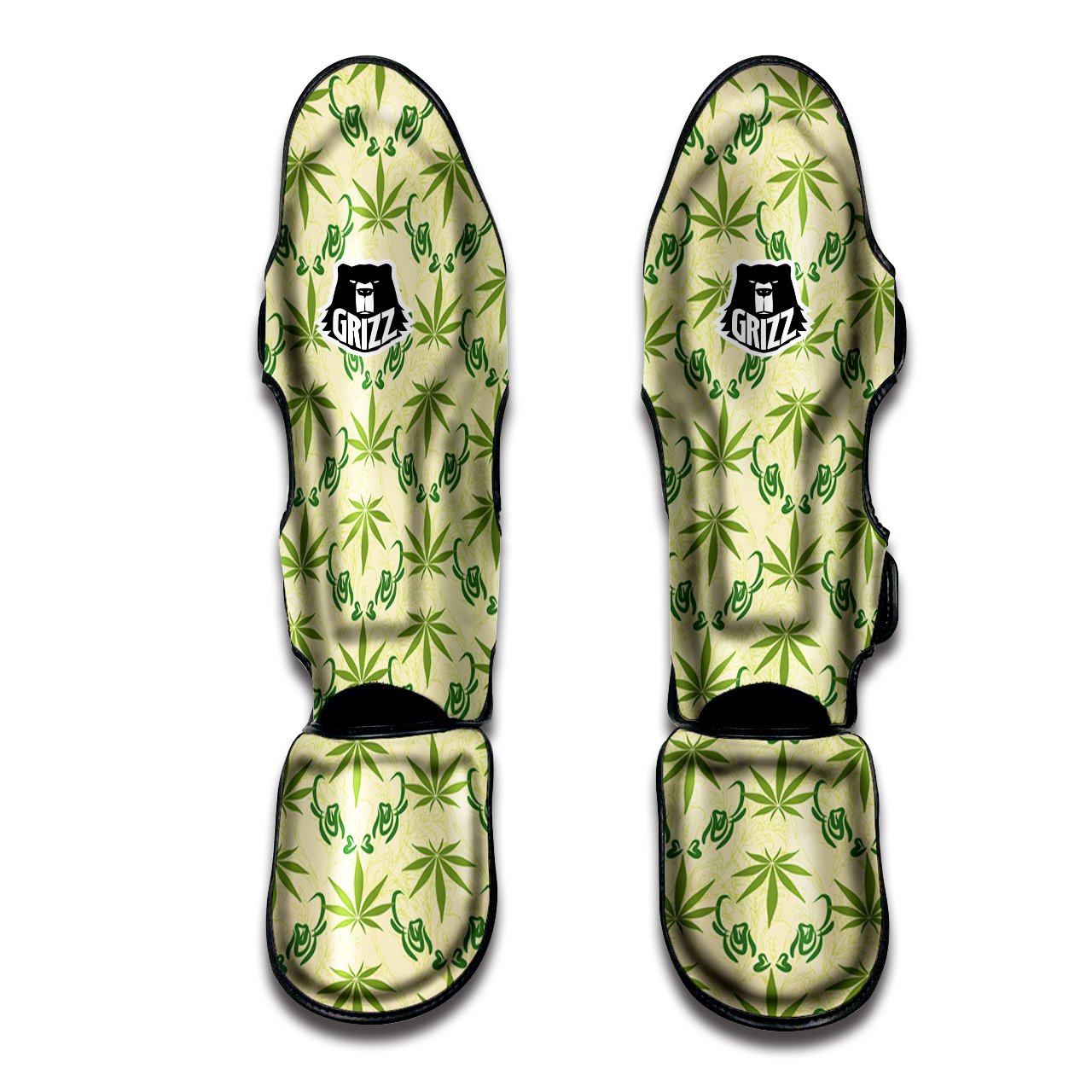 Weed Zigzag Print Pattern Muay Thai Shin Guards-grizzshop