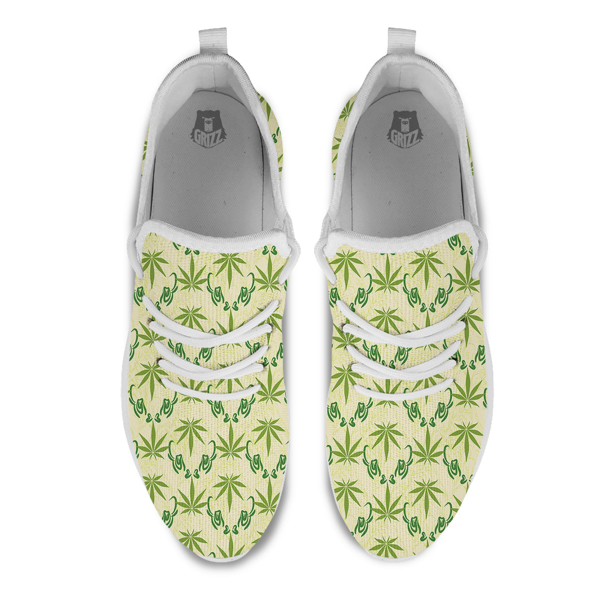 Weed Zigzag Print Pattern White Athletic Shoes-grizzshop
