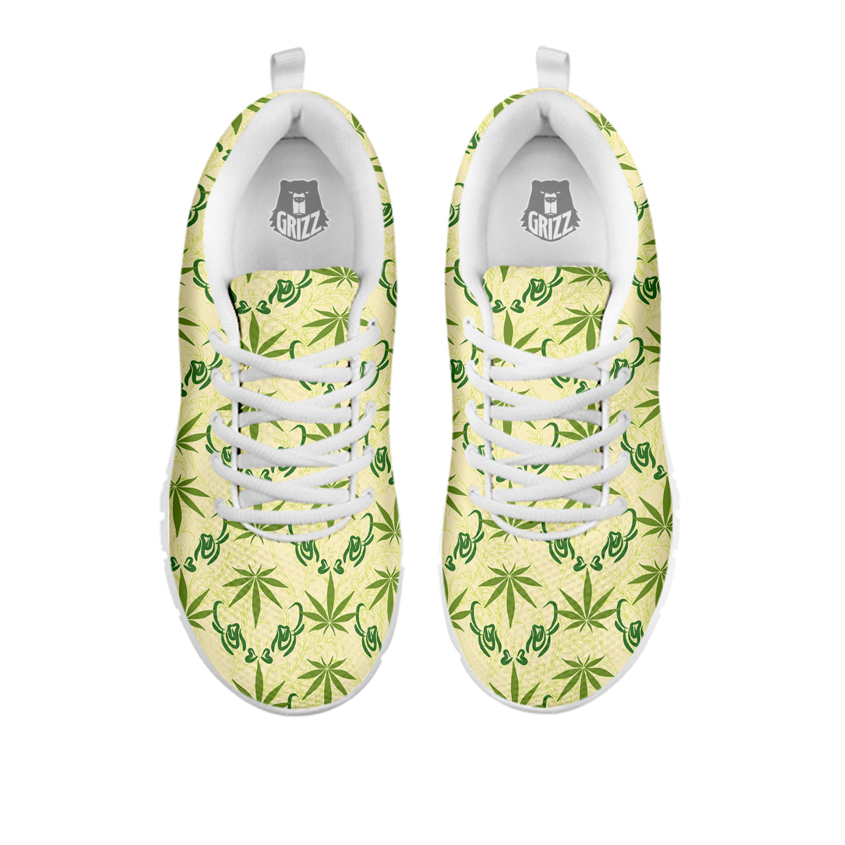 Weed Zigzag Print Pattern White Sneaker-grizzshop