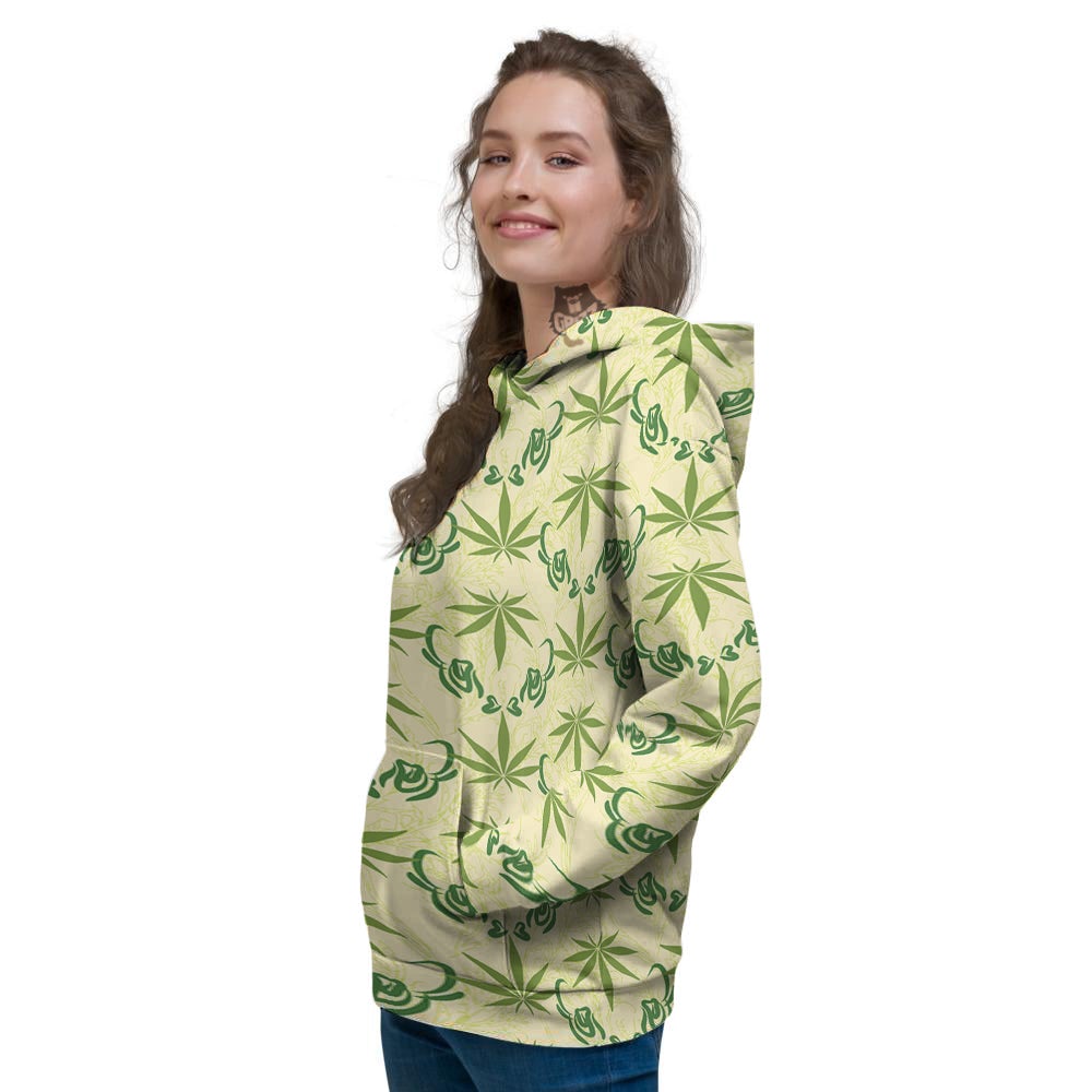 Weed Zigzag Print Pattern Women's Hoodie-grizzshop