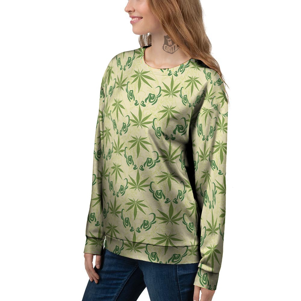 Weed Zigzag Print Pattern Women's Sweatshirt-grizzshop