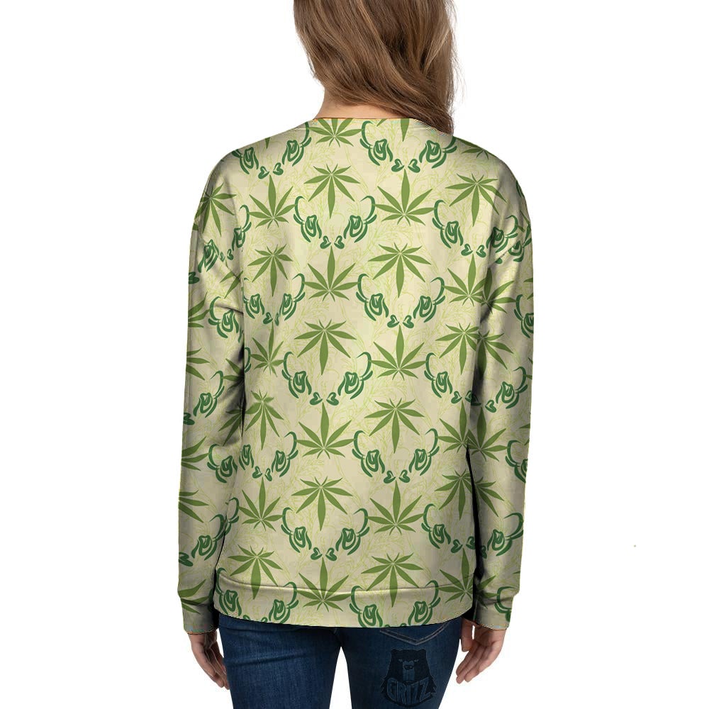 Weed Zigzag Print Pattern Women's Sweatshirt-grizzshop