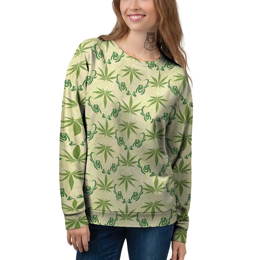 Weed Zigzag Print Pattern Women's Sweatshirt-grizzshop