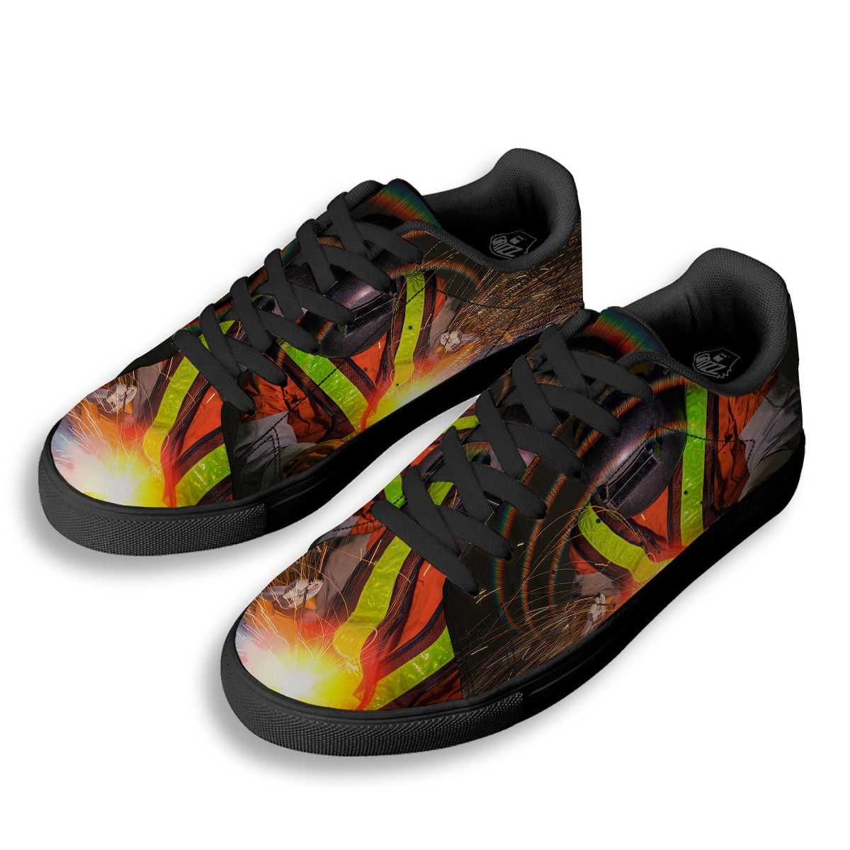 Welder Industrial Print Black Low Top Sneakers-grizzshop