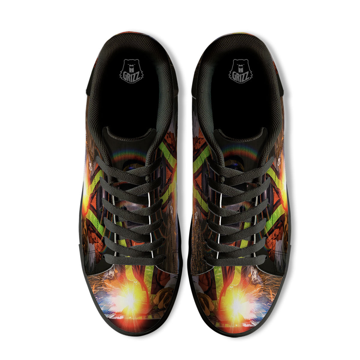 Welder Industrial Print Black Low Top Sneakers-grizzshop
