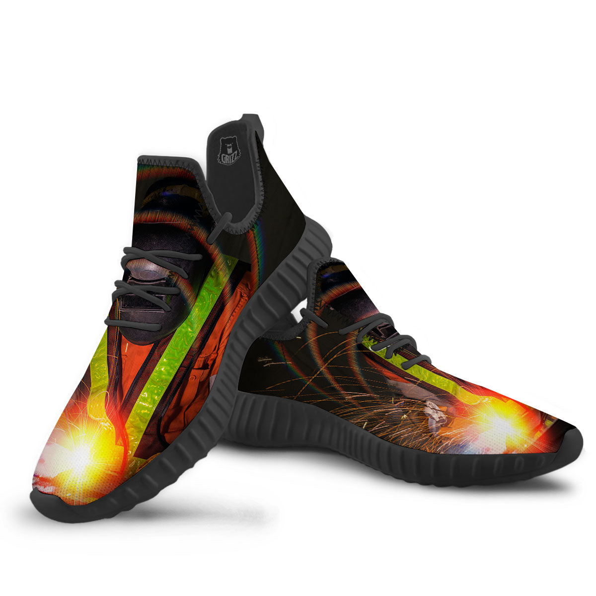 Welder Industrial Print Black Walking Shoes-grizzshop